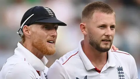 England Test captain Ben Stokes (left) and fast bowler Gus Atkinson (right)