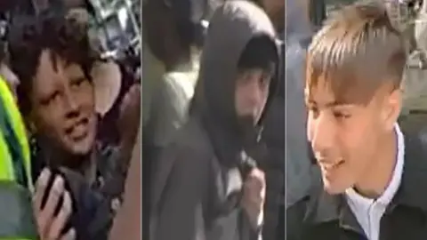 Greater Manchester Police A composite image of three people police want to speak to