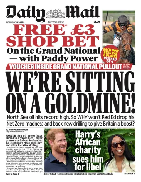 The headline on the front page of the Daily Mail reads: "We're sitting on a goldmine!"