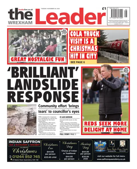 Wrexham Leader Front page of the Wrexham Leader