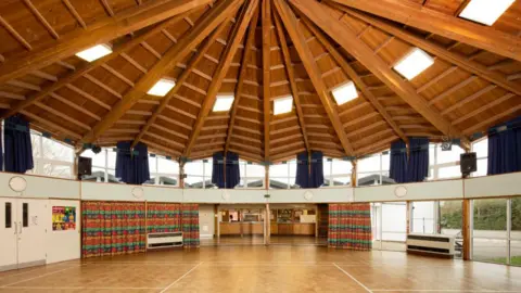 Historic England School hall with timber dodecagon ceiling