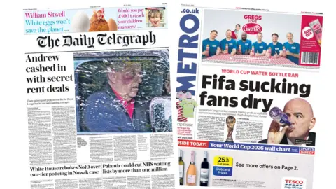 Newspaper headlines: 'Andrew cashed in' and 'Fifa sucking fans dry'