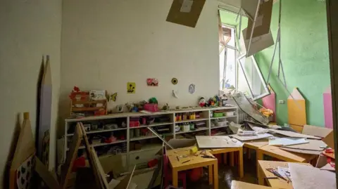 EPA Inside the kindergarten after the drone strike