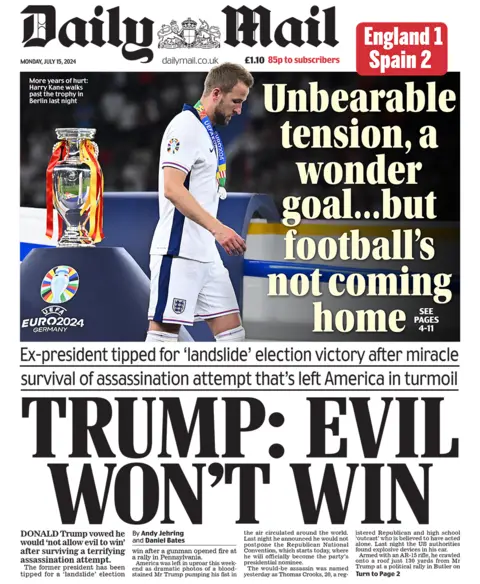 The headline in the Mail reads: "Trump: Evil won't win".