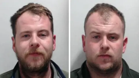 Police Scotland Police mugshots of two brothers in their late twenties, both with short hair and beards