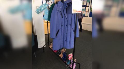 welly boot and coat exchange in a library