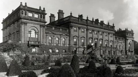 Christie's Images Ltd 2024 A black and white photo of Harewood House 