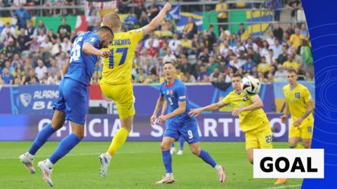 Slovakia's Ivan Schranz scores against Ukraine