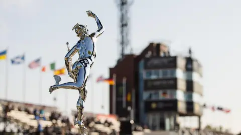 Isle of Man TT Races The TT trophy in front of the Grandstand