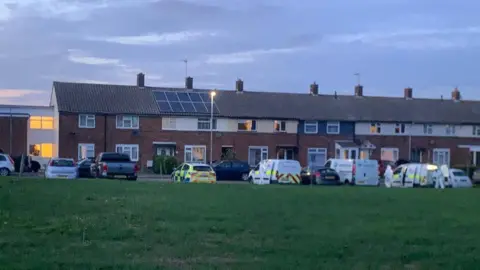 Supplied A large police presence at Potters Field, Harlow