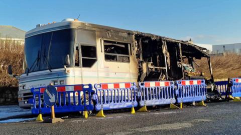 Camper van severely damaged by fire in Seaford, East Sussex