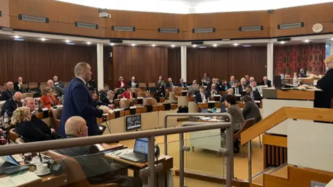 Councillors in the chamber at County Hall