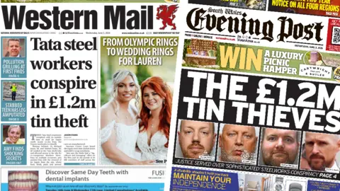 Front pages of Western Mail and South Wales Evening Post