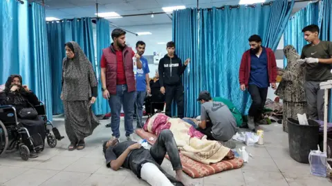 WHO Patients and caregivers at Kamal Adwan hospital, in Beit Lahia, the northern Gaza Strip (24 October 2024)