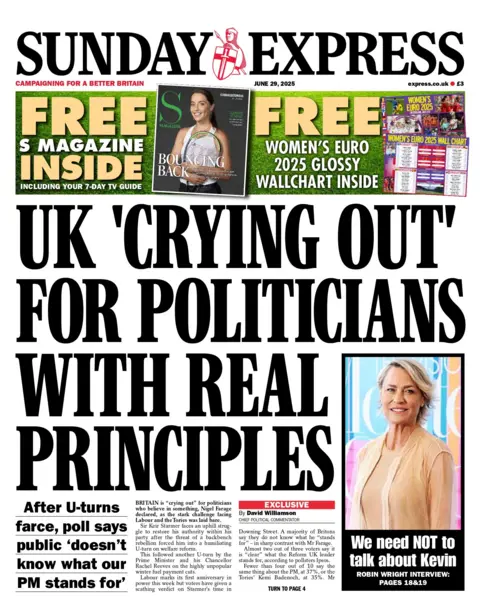 "UK 'crying out' for politicians with real principles" reads the headline on the front page of the Daily Express.