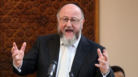  File image showing Chief Rabbi Ephraim Mirvis speaking in 2019