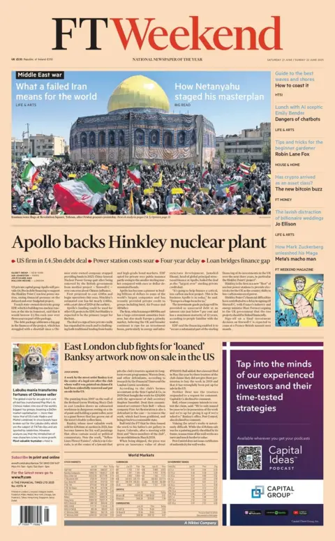 The headline on the front page of the Daily Mail reads: Apollo backs Hinkley nuclear plant