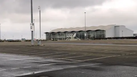 An abandoned airport terminal