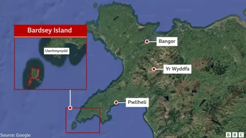 Mapa de la isla Bardsey