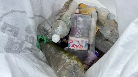 Plastic bottles and metal cans fished out of the Nottingham Canal as part of the Big Paddle Cleanup