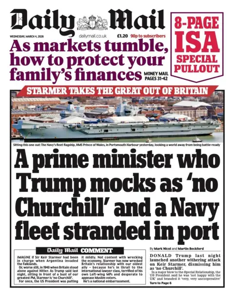  “A prime minister who Trump mocks as 'no Churchill' and a Navy fleet stranded in port”.