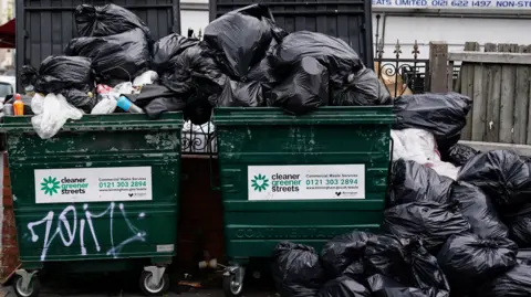 Uncollected refuse bags in the Aston area of Birmingham, taken in June 2025