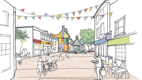 West Northamptonshire Council Artist's impression of Sheaf Street in Daventry