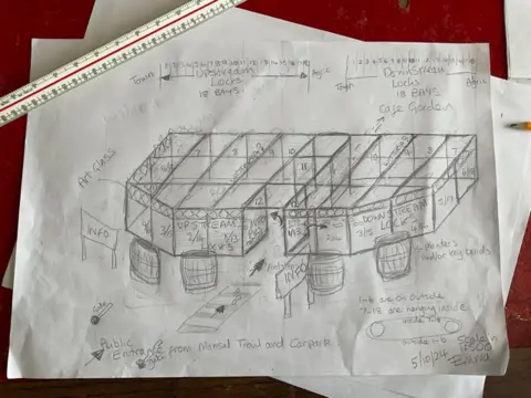 Emma Harrison Sketch by Emma Harrison showing the design of the structure