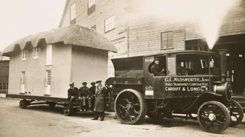 Museum Wales Y Bwthyn Bach being transported from Wales to Royal Lodge in Windsor in 1932