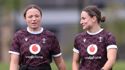 Alisha Joyce-Butchers (left) and Jasmine Joyce-Butchers in Wales training
