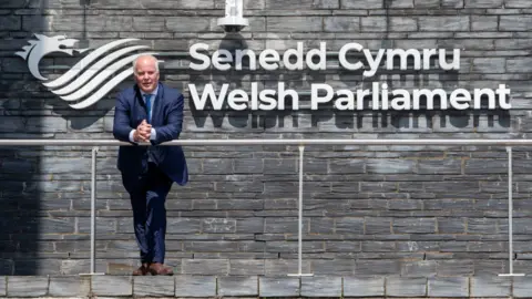 PA Media Leader of the Welsh Conservatives Andrew R.T Davies outside the Senedd