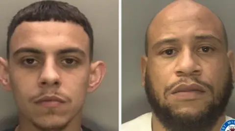 Tatters has cropped brown hair and a light beard and moustache, and Francis has a fuller beard with a shaved head.