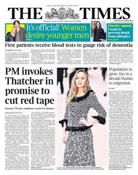 The Times front page 29 January 2025