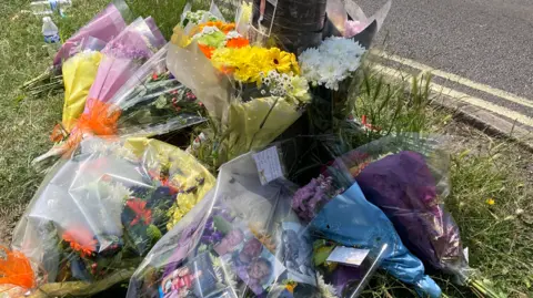 Flowers laid in memory of Dale Martin
