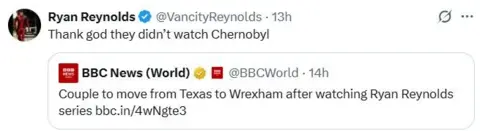 X Reynolds posted about the BBC article on X