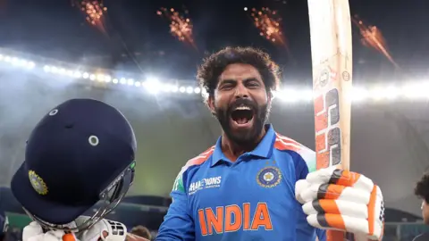 Ravindra Jadeja celebrates