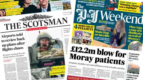 Newspaper front pages from March 22