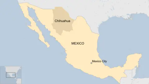 A map of Mexico showing Chihuahua state and Mexico City