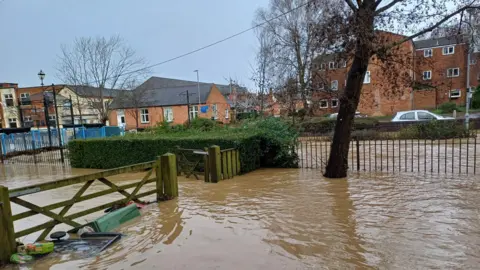 Alison Doughty Flooded streets in Syston.