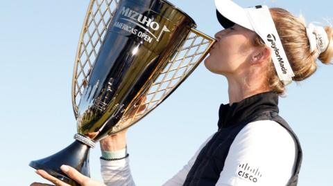 Nelly Korda kisses Mizuho Americas Open trophy