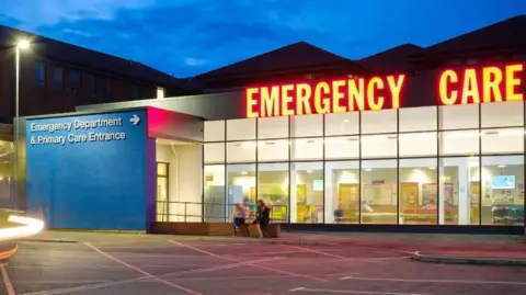 King's Mill Hospital A&E entrance in Mansfield