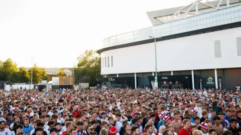 Ashton Gate Stadium Thousands of England fans watch the final of Euro 2024 in the outdoor area at Ashton Gate Stadium