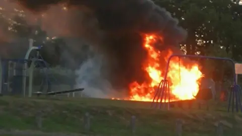 Peter Ellis/Our Bassetlaw A fire raging in a playground
