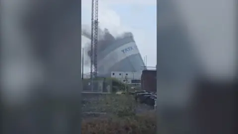 Tata Steel tower demolished 
