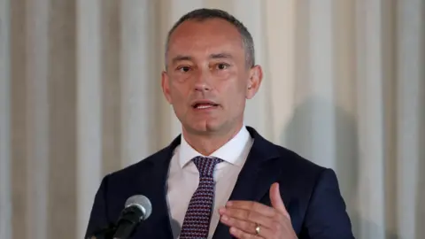 EPA Nickolay Mladenov, high representative for Gaza to the US-led Board of Peace, speaks at a news conference in Jerusalem (13 May 2026)