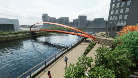 CGI rendering of how pedestrian bridge will look