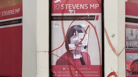 Labour MP Jo Stevens' vandalised office