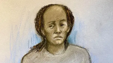 Elizabeth Cook A court sketch of Keziah Macharia appeared via video link in a grey tracksuit
