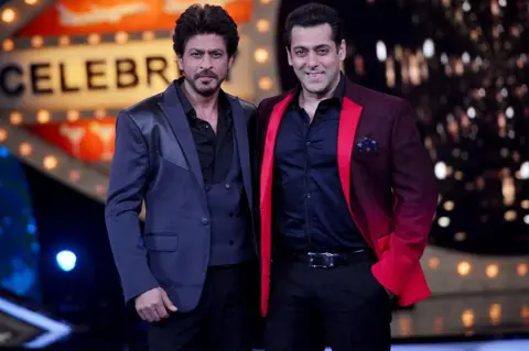 Getty Images  Shah Rukh Khan with Salman Khan on the sets of Bigg Boss season 10 during the promotion of film Raees in Lonavala, Maharashtra.