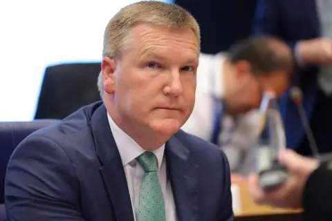 Irish Finance Minister Michael McGrath at the start of the Eurogroup finance ministers meeting in Luxembourg, 15 June 2023